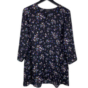 J Jill Wearever Collection Size M Keyhole Blouse Floral Boho Tunic Accordion